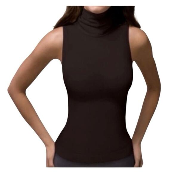 Spanx Women's Brown Sleeveless High Neck Shirt Top Size Small - Picture 2 of 9